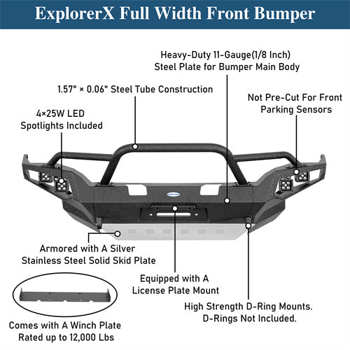 Aftermarket Full-Width Front Bumper w/ LED Spot Lights For 2014-2024 Toyota 4Runner - LandShaker4x4