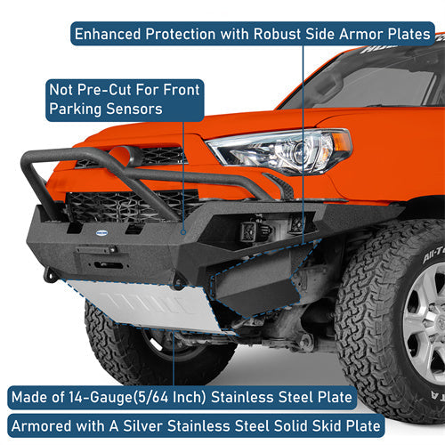 Aftermarket Full-Width Front Bumper w/ LED Spot Lights For 2014-2024 Toyota 4Runner - LandShaker4x4