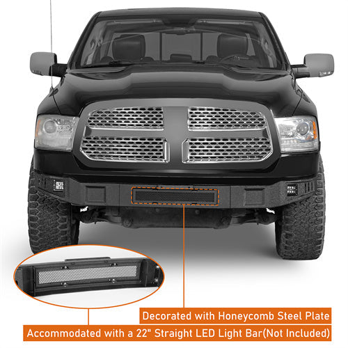 Aftermarket Full Width Front Bumper w/ LED Spotlights (13-18 Ram 1500, Excluding Rebel) - LandShaker