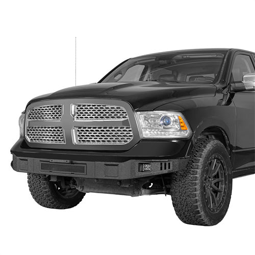 Aftermarket Full Width Front Bumper w/ LED Spotlights (13-18 Ram 1500, Excluding Rebel) - LandShaker