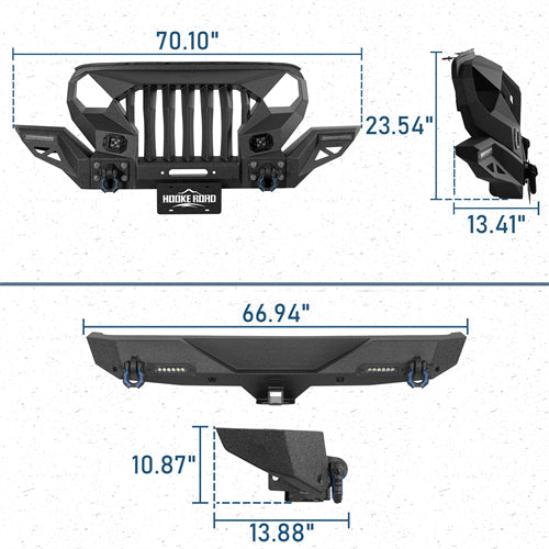 Jeep JL Mad Max Front Bumper & Rear Bumper Combo(18-25 Jeep Wrangler JL)-LandShaker