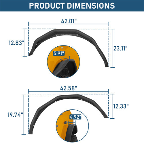 Flux Tube Fender Flares For 2021-2025 Ford Bronco 4-Door(Excluding Heritage Edition, Everglades, Heritage Limited Edition, Stroppe Edition, Raptor) - Landshaker4x4