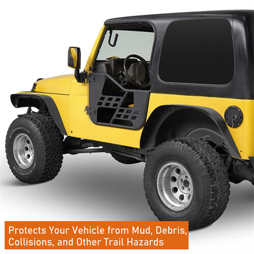 Aftermarket Slim Flat Front & Rear Fender Flares Kit For 1997-2006 Jeep Wrangler TJ - LandShaker4x4