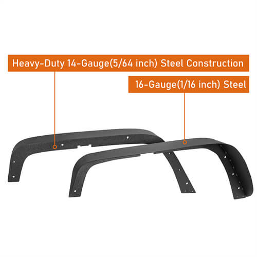 Aftermarket Slim Flat Front & Rear Fender Flares Kit For 1997-2006 Jeep Wrangler TJ - LandShaker4x4
