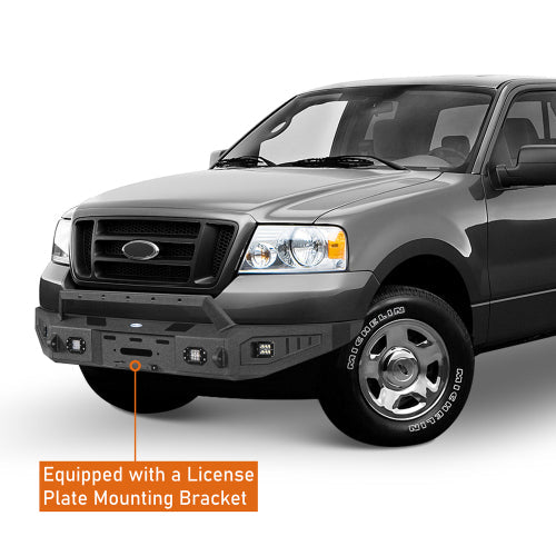 04-08 Ford F-150 Full Width Front Bumper w/ Winch Plate & 4 LED Spotlights - LandShaker
