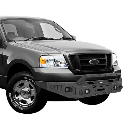 04-08 Ford F-150 Full Width Front Bumper w/ Winch Plate & 4 LED Spotlights - LandShaker