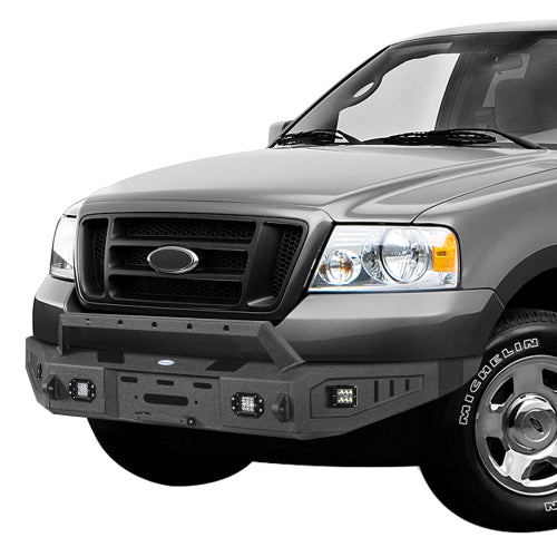 04-08 Ford F-150 Full Width Front Bumper w/ Winch Plate & 4 LED Spotlights - LandShaker
