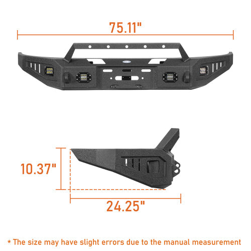 04-08 Ford F-150 Full Width Front Bumper w/ Winch Plate & 4 LED Spotlights - LandShaker