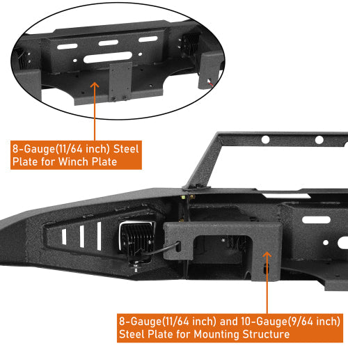 04-08 Ford F-150 Full Width Front Bumper w/ Winch Plate & 4 LED Spotlights - LandShaker