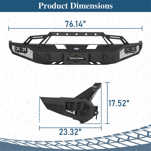 Front Bumper w/ Winch Plate & LED Spotlights For 1992-1996 Ford Bronco F-150/F-250/F-350 - Landshaker4x4