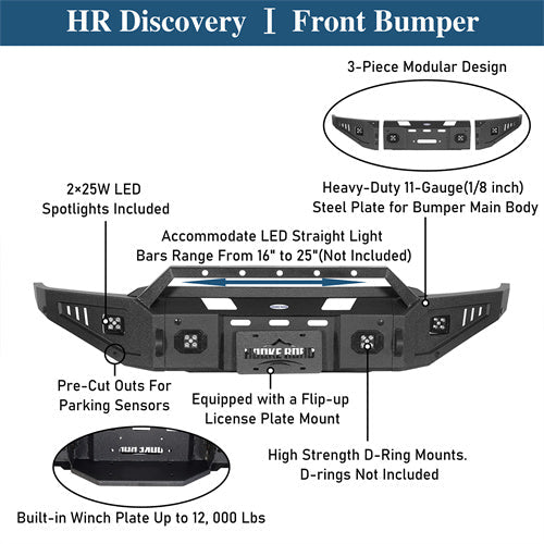 Discovery Ⅰ Front Bumper w/ LED Spotlights For 2021-2023 Ford F-150 (Excluding Raptor) - LandShaker