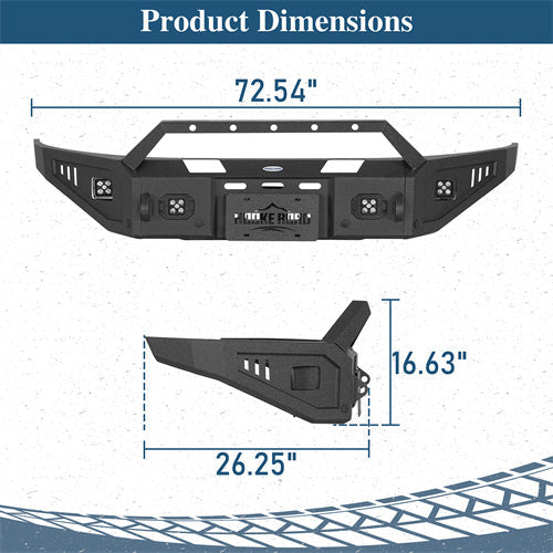 Front Bumper w/ Winch Plate For 2019-2023 Ford Ranger - Landshaker4x4