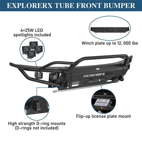 Tube Front Bumper w/ 4 LED Spot Lights For 2008-2010 Porsche Cayenne 957 - Landshaker4x4