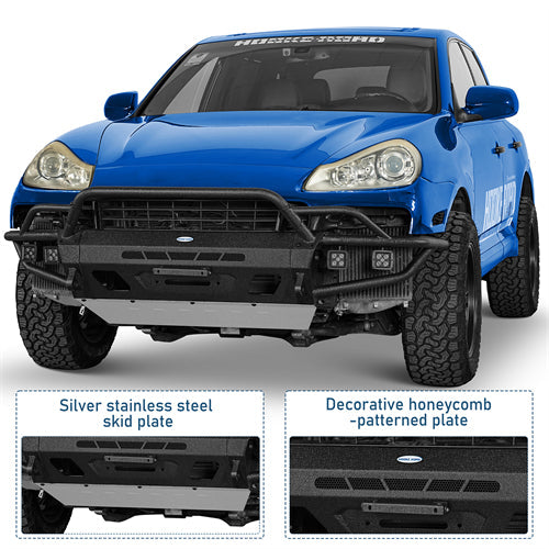 Tube Front Bumper w/ 4 LED Spot Lights For 2008-2010 Porsche Cayenne 957 - Landshaker4x4
