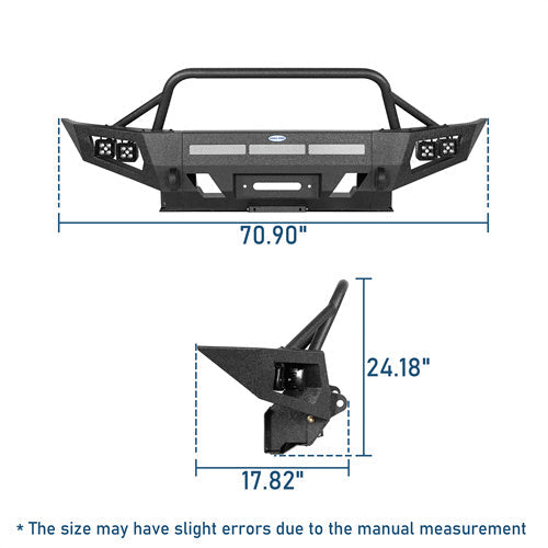 Earthshaker Front Bumper w/ Winch Plate & 4 LED Spot Lights For 2005-2011 Toyota Tacoma - LandShaker