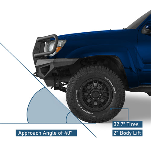 Front Bumper w/ Grille Guard For 2005-2011 Toyota Tacoma - Landshaker4x4