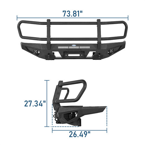 Road Trip Front Bumper w/ Grille Guard For 2016-2023 Toyota Tacoma - Landshaker4x4