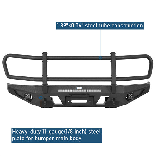 Road Trip Front Bumper w/ Grille Guard For 2016-2023 Toyota Tacoma - Landshaker4x4