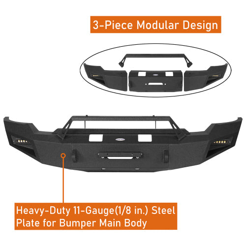 Front Bumper w/ Winch Plate & LED Spotlights (20-23 GMC Sierra 2500HD) - LandShaker