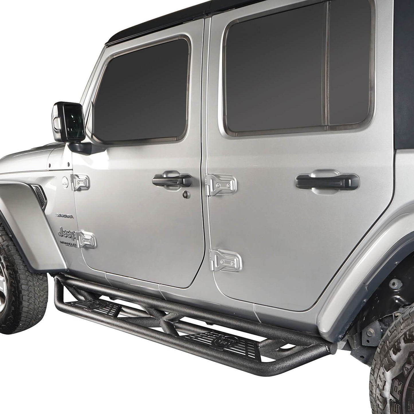 Tube Side Steps Running Boards w/SINCE 1941 Inch Logo(18-25 Jeep Wrangler JL 4 Door)-LandShaker