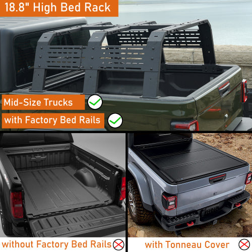 18.8" High Overland Bed Rack (Jeep Gladiator JT & Toyota Tacoma) - LandShaker