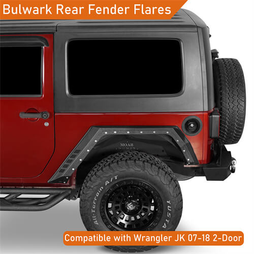 Bulwark Rear Fender Flares For 2007-2018 Jeep Wrangler JK 2-Door - LandShaker