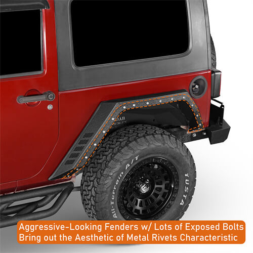 Bulwark Rear Fender Flares For 2007-2018 Jeep Wrangler JK 2-Door - LandShaker