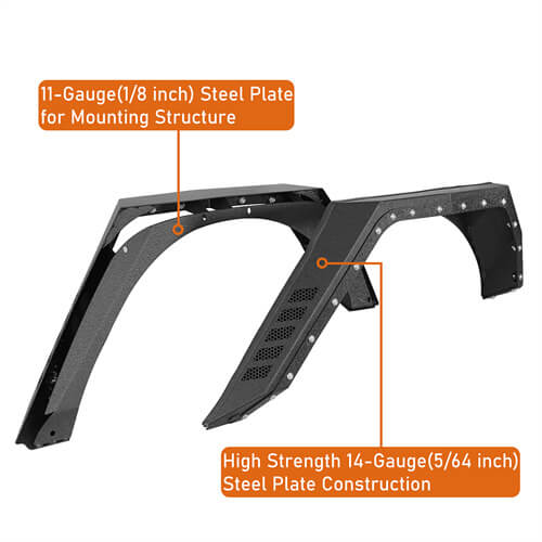 Bulwark Rear Fender Flares For 2007-2018 Jeep Wrangler JK 4-Door - LandShaker