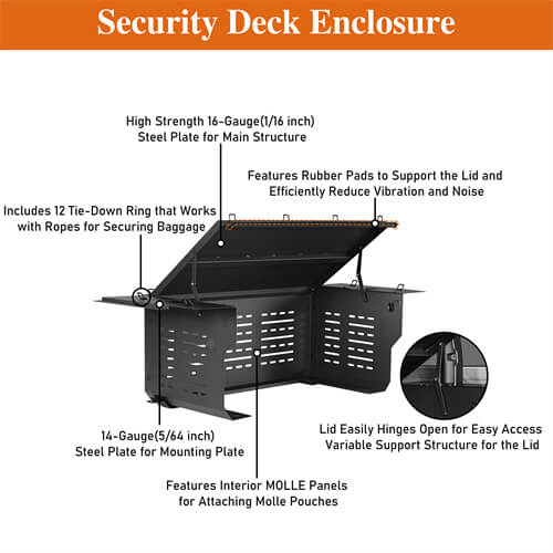 Road Trip Security Deck Enclosure For 2018-2023 Jeep Wrangler JL 2-Door - LandShaker