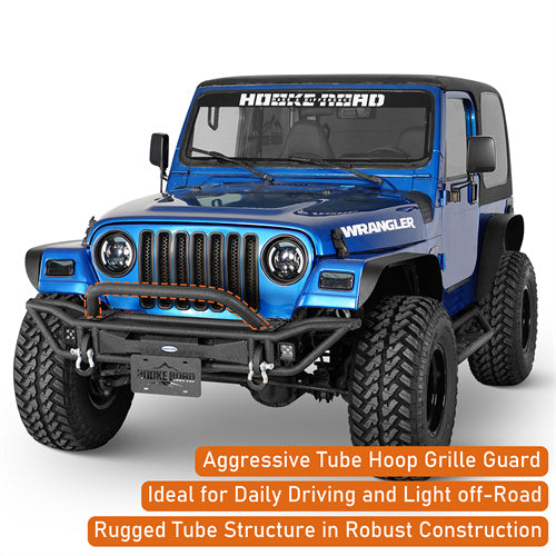 Road Trip Tubular Front Bumper w/ LED Spotlights For 1997-2006 Jeep Wrangler TJ - LandShaker4x4