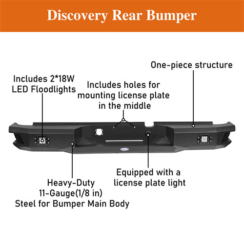 03-05 Ram 2500 Rear Bumper w/ 2×18W LED white floodlights - LandShaker