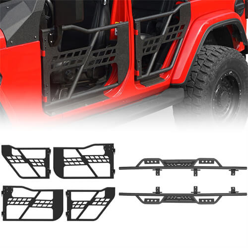 4-Door Side Steps & Tubular Half Doors Combo(20-25 Jeep Gladiator JT)-LandShaker