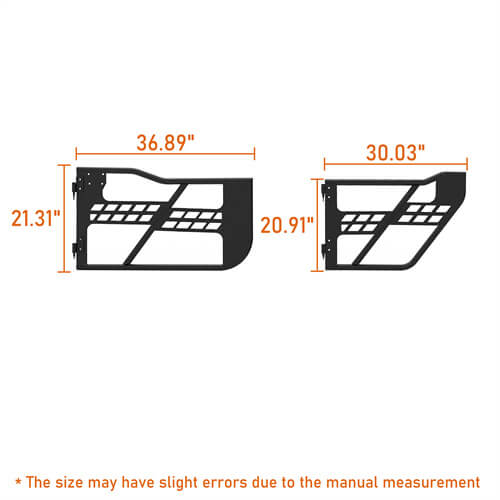 4-Door Side Steps & Tubular Half Doors Combo(20-25 Jeep Gladiator JT)-LandShaker