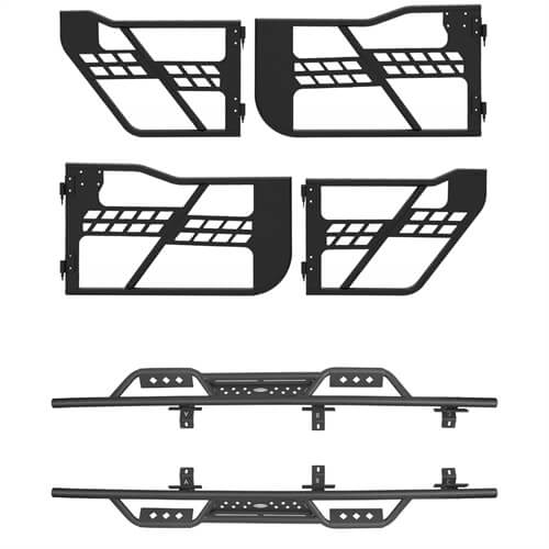 4-Door Side Steps & Tubular Half Doors Combo(20-25 Jeep Gladiator JT)-LandShaker