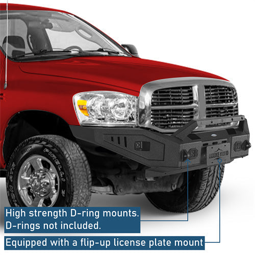 Front Bumper w/ Winch Plate & 4 LED Spotlights For 2006-2009 Ram 2500/3500 - Landshaker4x4