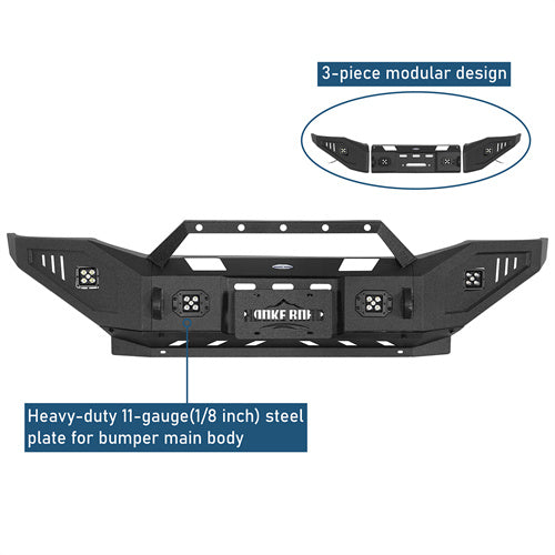 Front Bumper w/ Winch Plate & 4 LED Spotlights For 2006-2009 Ram 2500/3500 - Landshaker4x4