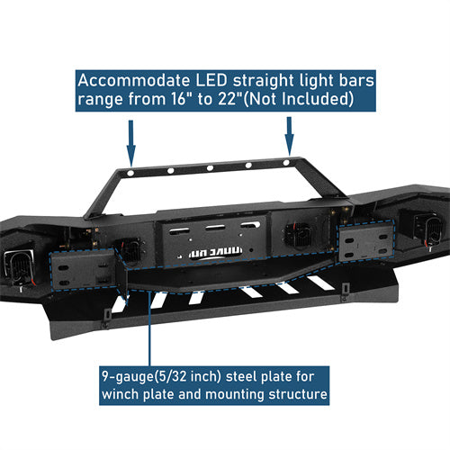 Front Bumper w/ Winch Plate & 4 LED Spotlights For 2006-2009 Ram 2500/3500 - Landshaker4x4