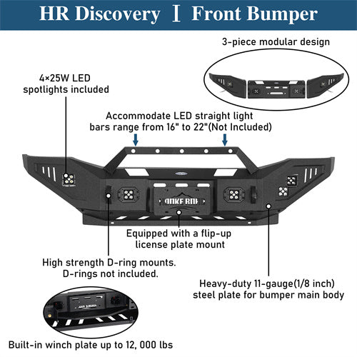 Front Bumper w/ Winch Plate & 4 LED Spotlights For 2006-2009 Ram 2500/3500 - Landshaker4x4