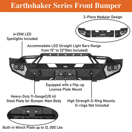Aftermarket Front Bumper w/ LED Lights For 2003-2005 Ram 2500 (Excluding Diesel Models) - LandShaker