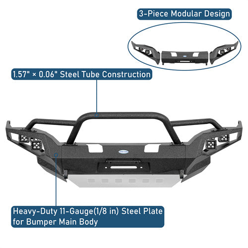 Aftermarket Full-Width Front Bumper w/ LED Spot Lights For 2014-2024 Toyota 4Runner - LandShaker4x4