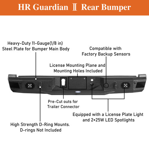 Aftermarket Rear Bumper w/ LED Spotlights (18-20 Ford F-150 , Excluding Raptor) - LandShaker