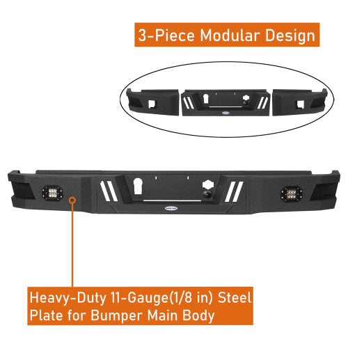 Aftermarket Rear Bumper w/LED floodlights (20-25 GMC Sierra 2500HD) - LandShaker