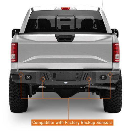 Aftermarket Rear Bumper w/25w LED spotlights (18-20 Ford F-150 Excluding Raptor) - LandShaker