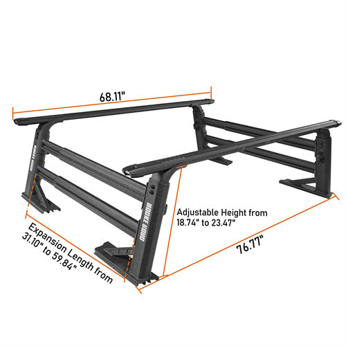 Adjustable Truck Bed Rack Aluminum Cargo Rack (Toyota & Nissan Trucks) - LandShaker4x4