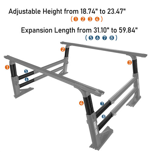 Adjustable Truck Bed Rack Aluminum Cargo Rack (Toyota & Nissan Trucks) - LandShaker4x4