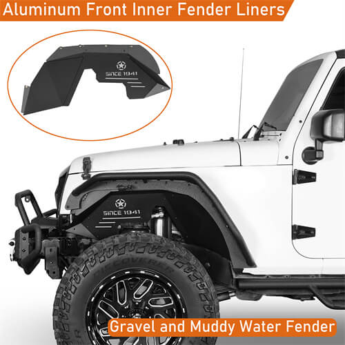 Aluminum Front and Rear Inner Fender Liners For 2007-2018 Jeep Wrangler JK - LandShaker