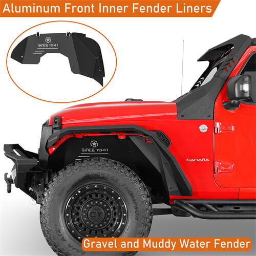 Aluminum Front Inner Fender Liners For 2018-2025 Jeep Wrangler JL & Gladiator JT(Excluding Mojave, Rubicon 3.6L Engine Edtion) - LandShaker