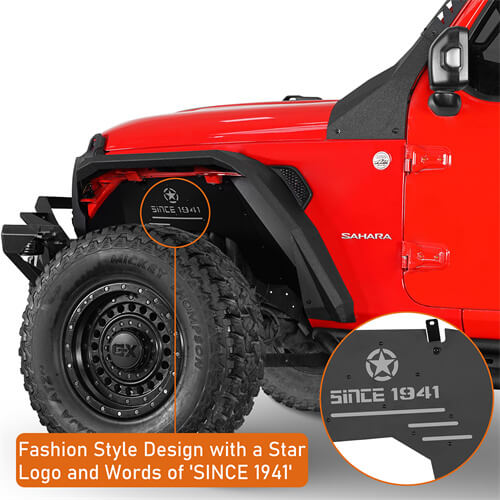 Aluminum Front Inner Fender Liners For 2018-2025 Jeep Wrangler JL & Gladiator JT(Excluding Mojave, Rubicon 3.6L Engine Edtion) - LandShaker