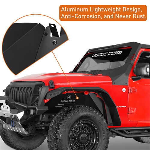 Aluminum Front Inner Fender Liners For 2018-2025 Jeep Wrangler JL & Gladiator JT(Excluding Mojave, Rubicon 3.6L Engine Edtion) - LandShaker