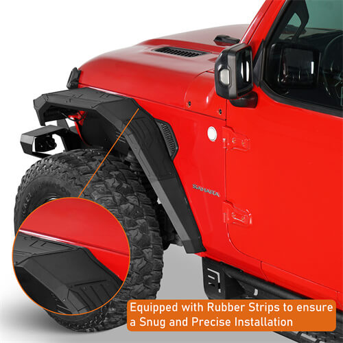 Road Trip Aluminum Front Fender Flares w/ LED Lights For 2018-2025 Jeep Wrangler JL & Gladiator JT - LandShaker